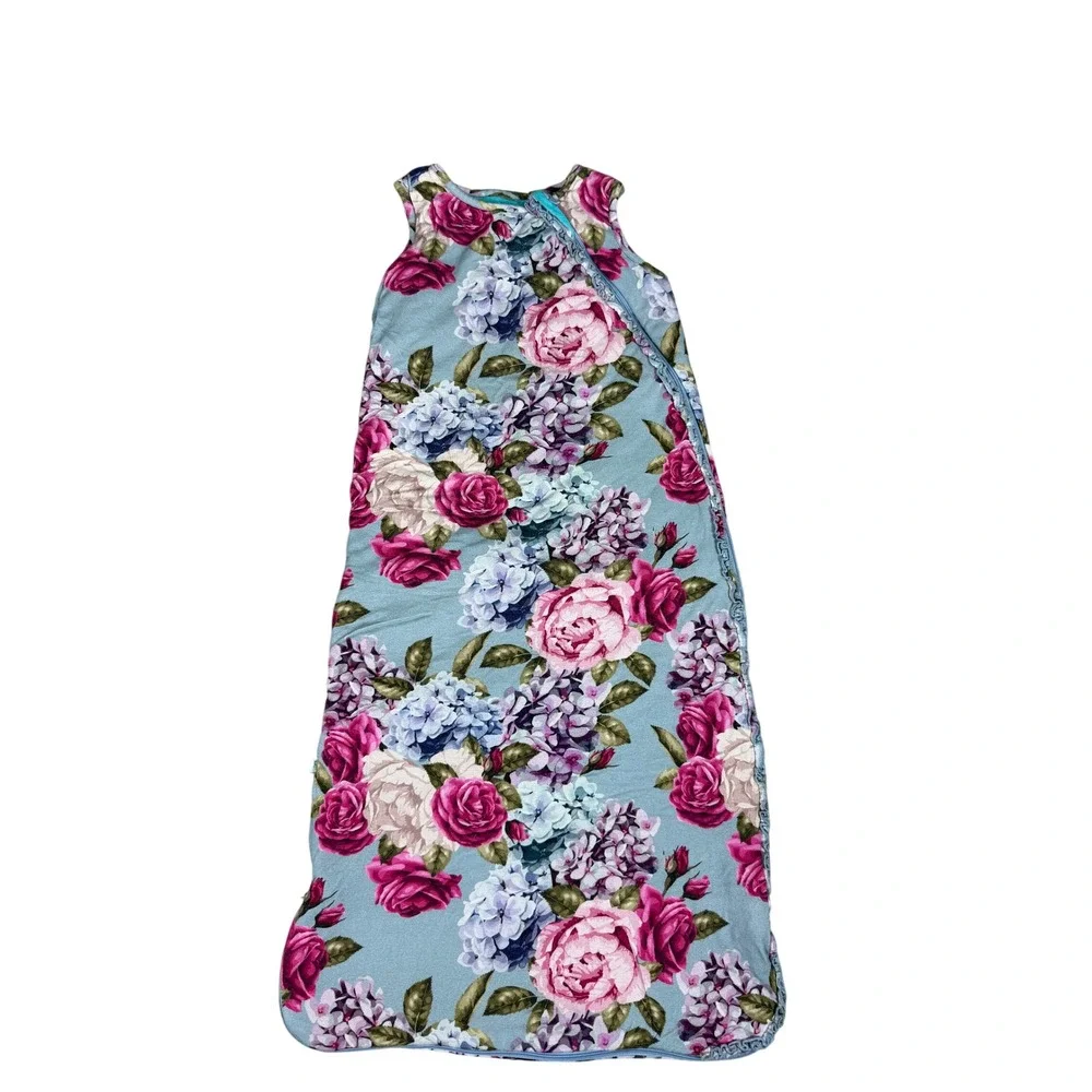 Posh Peanut Sleep Bag Kids 6-18 Months Blue Floral Quilted Bamboo Viscose